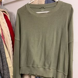 American Eagle Cropped rib knit sweater olive